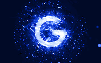 Google dark blue logo, , dark blue neon lights, creative, dark blue abstract background, Google logo, brands, Google HD wallpaper