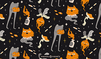Pattern, halloween, black, texture, vexels, creature, orange HD wallpaper