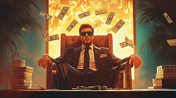 of Billionaire Businessman Surrounded by Money, business man, money HD wallpaper