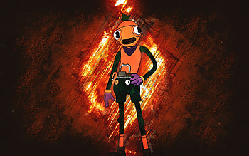 Fortnite Tomato Head Toona Fish Skin, Fortnite, main characters, orange stone background, Tomato Head Toona Fish, Fortnite skins, Tomato Head Toona Fish Skin, Tomato Head Toona Fish Fortnite, Fortnite characters HD wallpaper