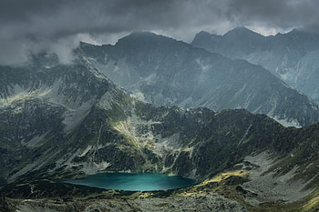 Mountain, sky, nature, lake HD wallpaper