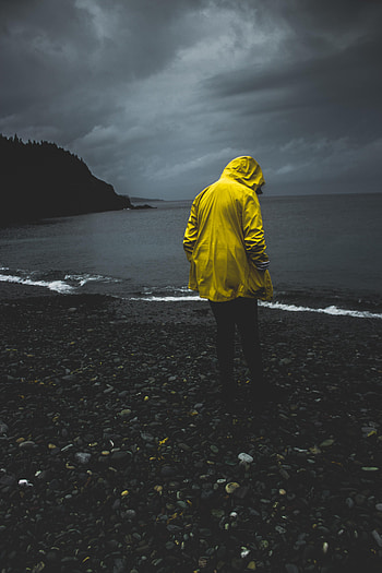 Coast, Miscellanea, Miscellaneous, Human, Person, Loneliness, Lonely, Alone, Cloak HD phone wallpaper