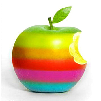 COLORED APPLE, rond, fruit, raye, couleur HD wallpaper