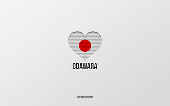 I Love Odawara, Japanese cities, Day of Odawara, gray background, Odawara, Japan, Japanese flag heart, favorite cities, Love Odawara HD wallpaper