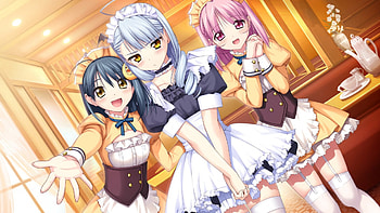 You Look So Cute!!!, love of renai koutei of love, yellow eyes, dresses, kinoshita mio, gray hair, pink hair, long hair, maid, anime, group, girls, kusunoki chitose, pink eyes, hikari gi inaho, friends HD wallpaper