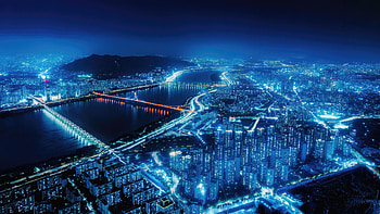 Buildings Blue Lights , buildings, world HD wallpaper