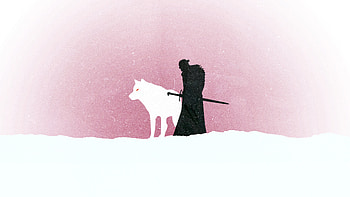 Jon snow, wolf, game of thrones, tv series, minimal HD wallpaper