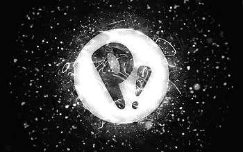 Pop OS white logo, , white neon lights, Linux, creative, black abstract background, Pop OS logo, OS, Pop OS HD wallpaper