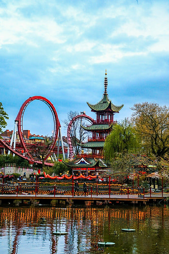 Tivoli Gardens, Copenhagen adventure, Travel escapade, Danish delight HD phone wallpaper
