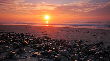 Landscape, Sunset, Sea HD wallpaper
