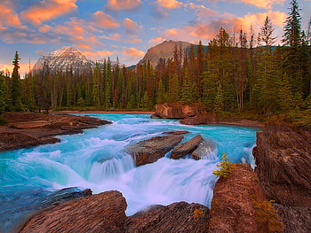 Water stream, river, rocks, stones, clouds, trees, autumn, nature, sky, water HD wallpaper