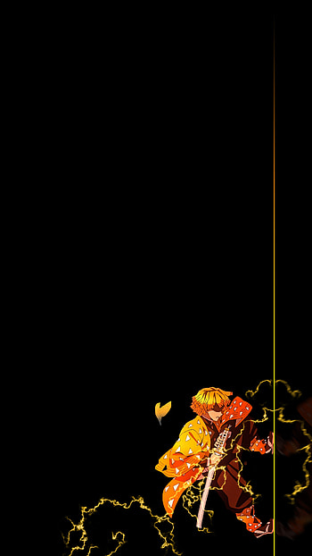 Thunder Breathing amoled, Zenitsu Agatsuma, Anime, Demon Slayer: Kimetsu no Yaiba HD phone wallpaper
