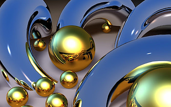 Gold, Patterns, 3D, Metal, Balls HD wallpaper