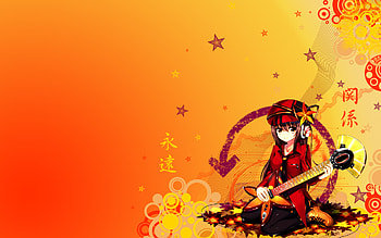 Autumn Music, sexy, hot, guitar, cute, girl, orange, anime girl, anime, abstract, female HD wallpaper