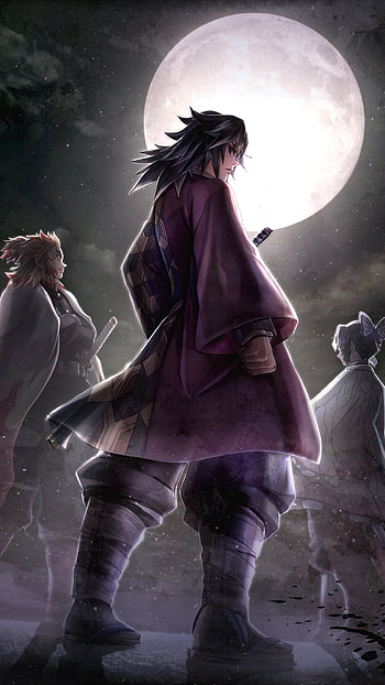 Demon slayer, Shinobu, moon, Tomioka, Rengoku, anime, Giyu HD phone wallpaper