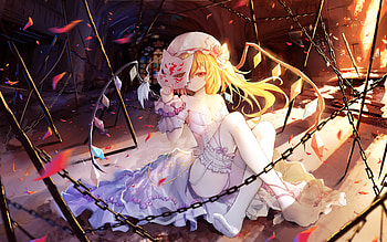 Flandre Scarlet, Touhou, anime girl, wedding dress HD wallpaper