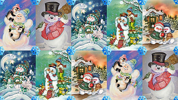 :), winter, snowman, art, collage HD wallpaper