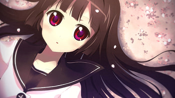Anime, Petals, Girl, Tenderness, Brunette HD wallpaper