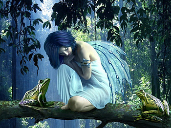 Peace or War, peace, girl, frog, forest, war HD wallpaper