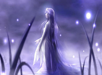 Twilight Fairy, fairy, twilight, reeds, mauve, water HD wallpaper