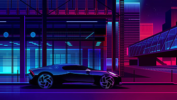 Bugatti Noire, Neon HD wallpaper