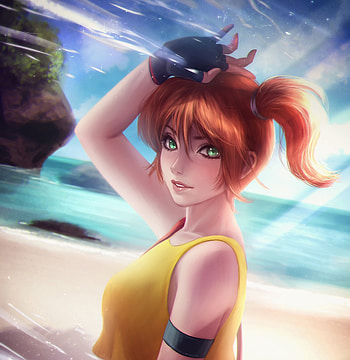 Redhead, anime girl, Pokemon HD phone wallpaper