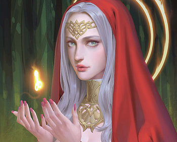 Priestess, frumusete, art, girl, jiacai, jia cai, hand, fantasy, red, luminos HD wallpaper