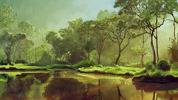Nature painting, nature, jungle, forest, painting HD wallpaper