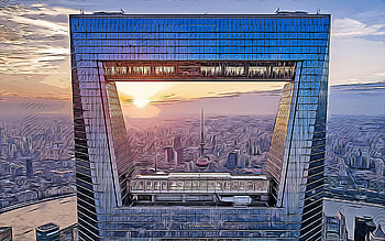 Shanghai, China, , vector art, Shanghai drawing, creative art, Shanghai art, vector drawing, abstract cityscape, Shanghai cityscape, Shanghai World Financial Center HD wallpaper