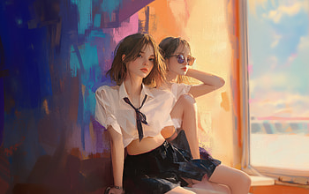 Anime School Girls Radiant Beauty, anime-girl, anime, artist, artwork, digital-art HD wallpaper