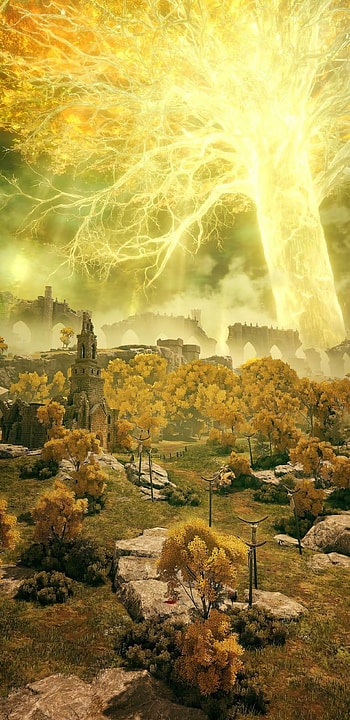 Golden Erdtree, Radiant Erdtree, Elden Ring: Yellow Grove, video game, Elden Ring, yellow HD phone wallpaper