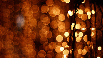 Yellow Lights Garland Glare Bokeh Dark Background Dark Background HD wallpaper