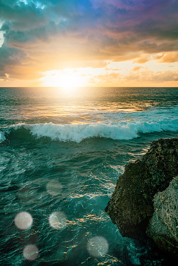Nature, Sunset, Sea, Sun, Waves, Shine, Light HD phone wallpaper