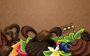 Sweets, sweet, chocolate, dessert, berry, food, orange, cake, mint, vanilla, flower, green, fruit, leaf HD wallpaper