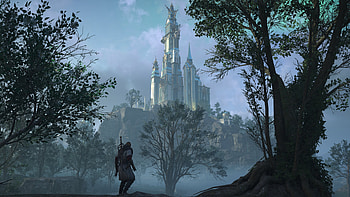 Asgard, cloud, viking, tree, tower, Eivor (Assassin's Creed), video game, Assassin's Creed Valhalla HD wallpaper