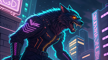 Urban Werewolf: A Stunning Ultra, werewolf, wolf, cyberpunk, neon, urban HD wallpaper