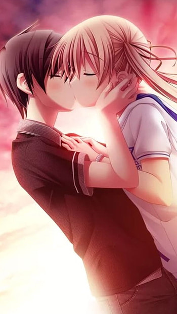Couple Cartoon, Romantic, Anime, kiss HD phone wallpaper