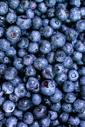 Close-up of fresh, juicy blueberries, showcasing their freshness and delicious appeal. HD phone wallpaper