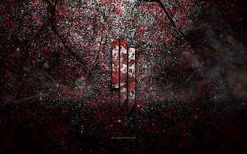 Skrillex logo, gruge art, Skrillex groan logo, red groan texture, Skrillex, grudge groan texture, Skrillex emblems, Skrillex 3D logo HD wallpaper