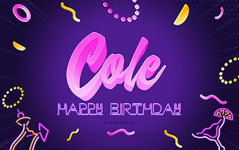 Happy Birtay Cole, , Purple Party Background, Cole, creative art, Happy Cole birtay, Cole name, Cole Birtay, Birtay Party Background HD wallpaper