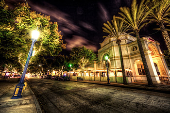 magical street at night r, night, city, lights, street, trees, r HD wallpaper