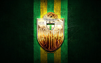 Istra 1961 FC, golden logo, HNL, green metal background, football, croatian football club, Istra 1961 logo, soccer, NK Istra 1961 HD wallpaper