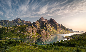 Mærvollspollen Inlet Nordland Norway, mountains, inlet, norway, nordland HD wallpaper
