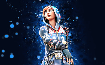 Winter Onesie, , blue neon lights, Fortnite Battle Royale, Fortnite characters, Winter Onesie Skin, Fortnite, Winter Onesie Fortnite HD wallpaper
