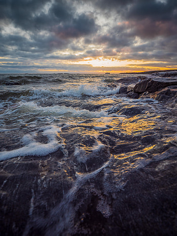 Sea, Nature, Sky, Waves, Rocks, Horizon HD phone wallpaper