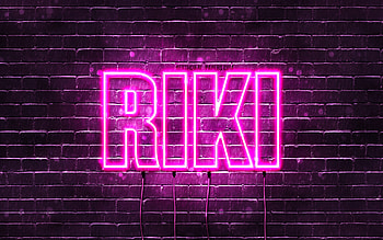 Happy Birtay Riki, , pink neon lights, Riki name, creative, Riki Happy Birtay, Riki Birtay, popular japanese female names, with Riki name, Riki HD wallpaper
