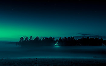 Foggy Magical Night, Fog, Nights, Northern Lights, Nature, Landscapes, Sky HD wallpaper