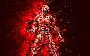 Carnage, , red neon lights, supervillain, Marvel Comics, creative, Carnage HD wallpaper