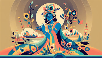 Enchanting Krishna Art, krishna, flute, illustration, nature, colorful HD wallpaper