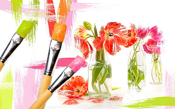 Beautiful, colorful, art, colors, brushes, painting, abstract, flowers, lovely HD wallpaper